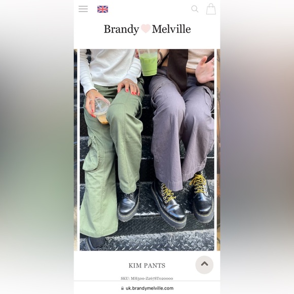Brandy 🩷 Melville Kim Pants ~ Green Cargo - Picture 2 of 4
